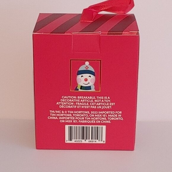 ADORABLE 2023 Tim Hortons Snowman Ornament BNIP Hockey Stick Timbits Box… - Picture 6 of 8